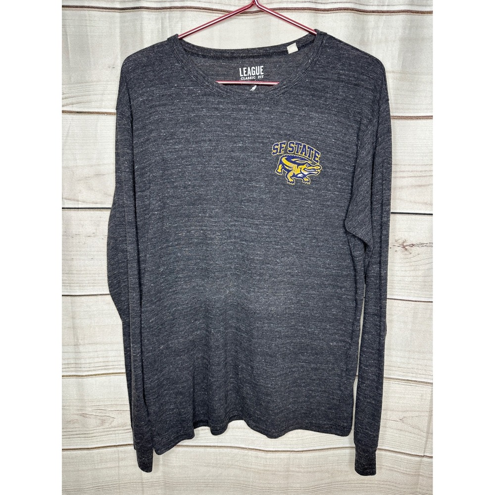 League SF State Gators Long Sleeve Shirt Mens Large Gray Collegiate Graphic Tee